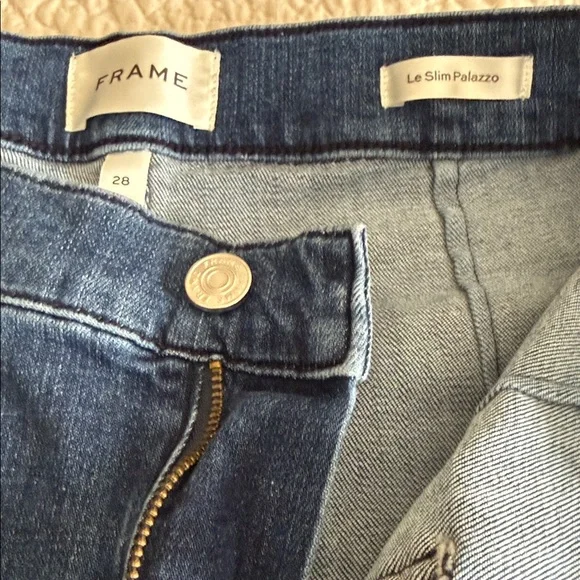 Frame Denim Le Slim Palazzo Pocket Wide Leg Blue Jeans (Thunderstorm) - Picture 2 of 7